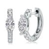 Sterling Silver Marquise Cut Huggie Hoop Earrings with 1.20 CTW Stones
