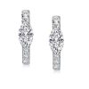 Sterling Silver Marquise Cut Huggie Hoop Earrings with 1.20 CTW Stones