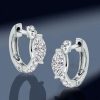 Sterling Silver Marquise Cut Huggie Hoop Earrings with 1.20 CTW Stones
