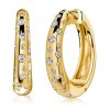 Golden Flush Hoop Earrings - 18K Gold Plated Sterling Silver with CZ