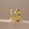 Golden Flush Hoop Earrings - 18K Gold Plated Sterling Silver with CZ
