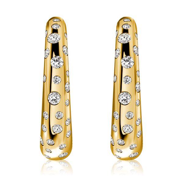 Golden Flush Hoop Earrings - 18K Gold Plated Sterling Silver with CZ