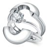 Sterling Silver Wedding Ring Set - 1.0 CT Center Stone