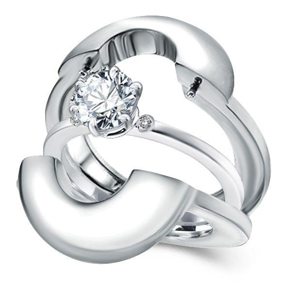 Sterling Silver Wedding Ring Set - 1.0 CT Center Stone