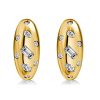18K Gold Plated Sterling Silver Hoop Earrings with Multi Cut Flush Setting