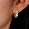 18K Gold Plated Sterling Silver Hoop Earrings with Multi Cut Flush Setting