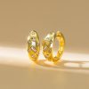 18K Gold Plated Sterling Silver Hoop Earrings with Multi Cut Flush Setting