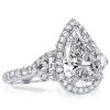 Pear Halo Three Stone Created White Sapphire Engagement Ring - 925 Sterling Silver