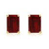 Emerald Garnet Stud Earrings - 18K Gold Plated Sterling Silver