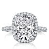 Cushion Halo Created White Sapphire Engagement Ring in Sterling Silver