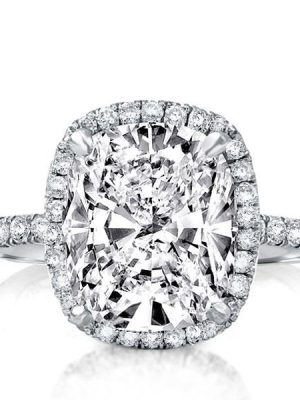 Cushion Halo Created White Sapphire Engagement Ring in Sterling Silver
