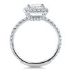 Cushion Halo Created White Sapphire Engagement Ring in Sterling Silver