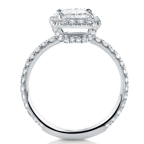 Cushion Halo Created White Sapphire Engagement Ring in Sterling Silver