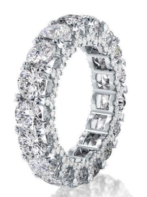 Sterling Silver Eternity Wedding Band with Created White Sapphires