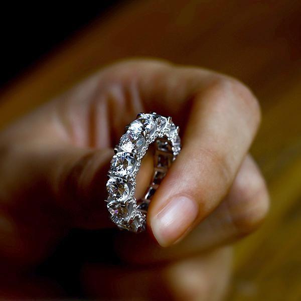Sterling Silver Eternity Wedding Band with Created White Sapphires