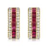 Invisible Setting Ruby Hoop Earrings for Women | 18K Gold Plated Sterling Silver