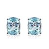 Cushion Cut Aquamarine Stud Earrings - 925 Sterling Silver