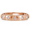 Rose Golden Floral Stacking Wedding Band - 925 Sterling Silver Ring for Women