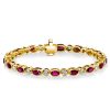 Golden Oval Ruby Tennis Bracelet for Women - 18K Gold Plated Sterling Silver