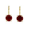 Garnet Drop Earrings: 18K Gold Plated Sterling Silver Round Cut Dangle Earrings