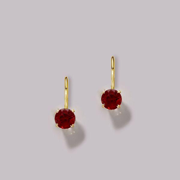 Garnet Drop Earrings: 18K Gold Plated Sterling Silver Round Cut Dangle Earrings