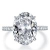 Oval Cut Sterling Silver Engagement Ring - 5 Carat Center Stone
