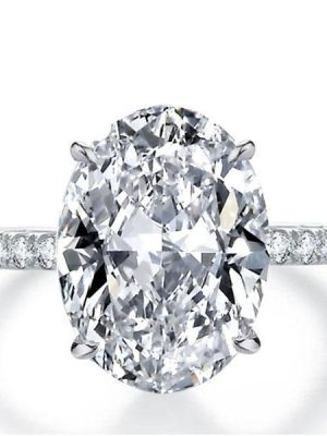 Oval Cut Sterling Silver Engagement Ring - 5 Carat Center Stone