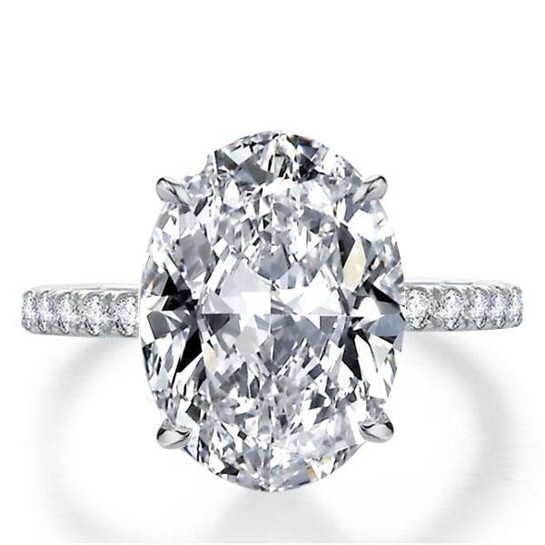 Oval Cut Sterling Silver Engagement Ring - 5 Carat Center Stone
