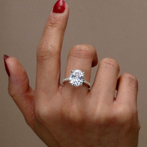 Oval Cut Sterling Silver Engagement Ring - 5 Carat Center Stone