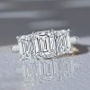 Emerald Cut Three Stone Engagement Ring - 925 Sterling Silver, 3.75 CTW
