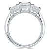 Emerald Cut Three Stone Engagement Ring - 925 Sterling Silver, 3.75 CTW