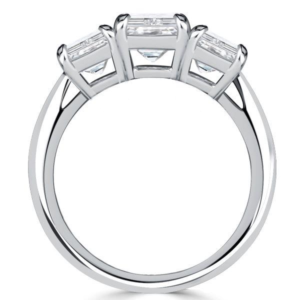 Emerald Cut Three Stone Engagement Ring - 925 Sterling Silver, 3.75 CTW
