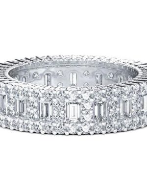 Eternal Created White Sapphire Wedding Band in Sterling Silver