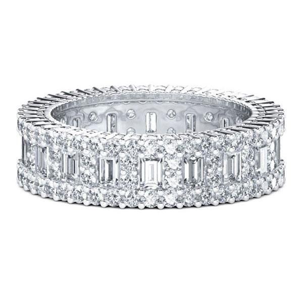 Eternal Created White Sapphire Wedding Band in Sterling Silver