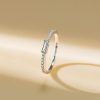 East West White Sapphire Baguette Cut Half Eternity Band in Rhodium Plated Sterling Silver