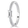 East West White Sapphire Baguette Cut Half Eternity Band in Rhodium Plated Sterling Silver