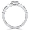 East West White Sapphire Baguette Cut Half Eternity Band in Rhodium Plated Sterling Silver