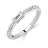 East West White Sapphire Baguette Cut Half Eternity Band in Rhodium Plated Sterling Silver