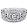 1.02 CT. TW. Round Cut Milgrain Half Eternity Band for Women in Sterling Silver