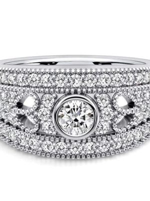 1.02 CT. TW. Round Cut Milgrain Half Eternity Band for Women in Sterling Silver