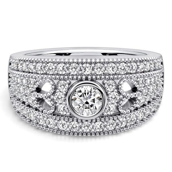 1.02 CT. TW. Round Cut Milgrain Half Eternity Band for Women in Sterling Silver