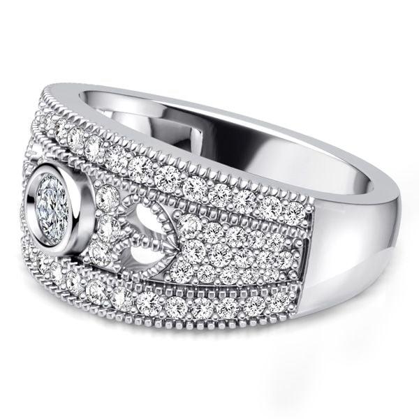 1.02 CT. TW. Round Cut Milgrain Half Eternity Band for Women in Sterling Silver