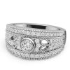 1.02 CT. TW. Round Cut Milgrain Half Eternity Band for Women in Sterling Silver