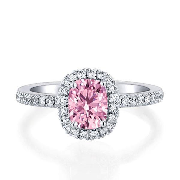 Pink Sapphire Halo Ring - 925 Sterling Silver