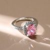 Pink Sapphire Halo Ring - 925 Sterling Silver
