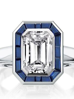 Emerald Cut Bezel Solitaire Engagement Ring in Sterling Silver with 2.75 CT Center Stone