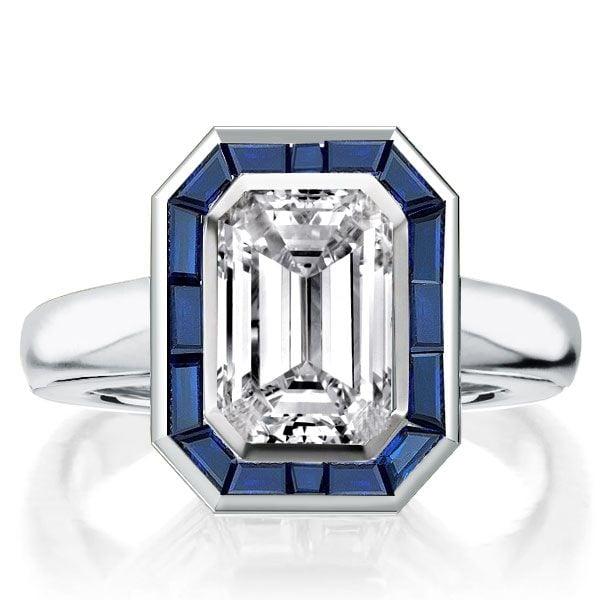 Emerald Cut Bezel Solitaire Engagement Ring in Sterling Silver with 2.75 CT Center Stone