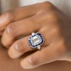 Emerald Cut Bezel Solitaire Engagement Ring in Sterling Silver with 2.75 CT Center Stone