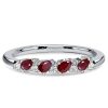 Ruby Pear Cut Half Eternity Wedding Band - 925 Sterling Silver