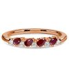 Ruby Pear Cut Half Eternity Wedding Band - 925 Sterling Silver